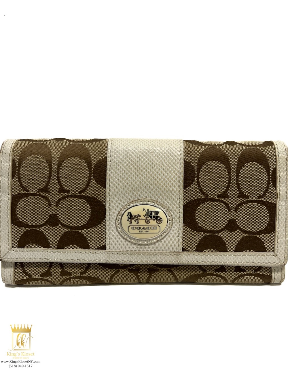 Coach tan signature jacquard wallet